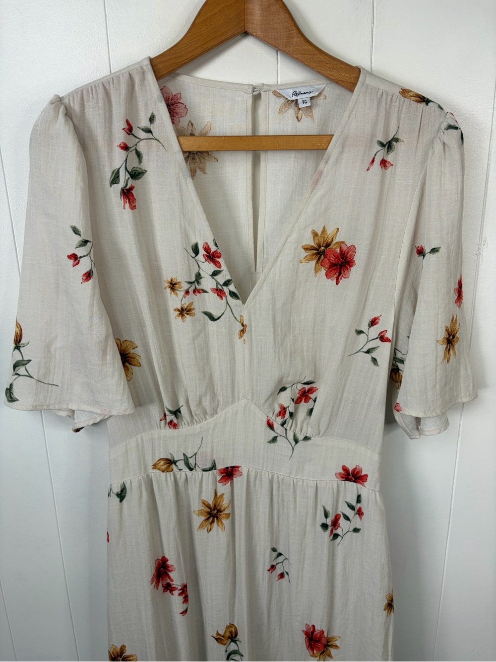 Reitmans Beige Floral Maxi Dress Cottagecore Boho Romantic Size XL open back - Picture 3 of 10